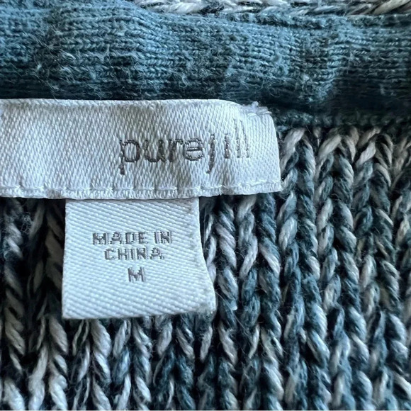 J. Jill Pure Jill Blue White Knit Open Front Cardigan Sweater Size Medium - Picture 6 of 6